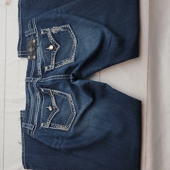 Miss Me Easy Boot Relaxed Fit size 31 Long Jeans Bling - Picture 3 of 10